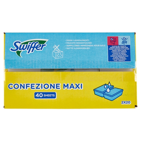 Swiffer Wet Panni Umidi Lavapavimenti Limone - Ricarica 40 Salviette